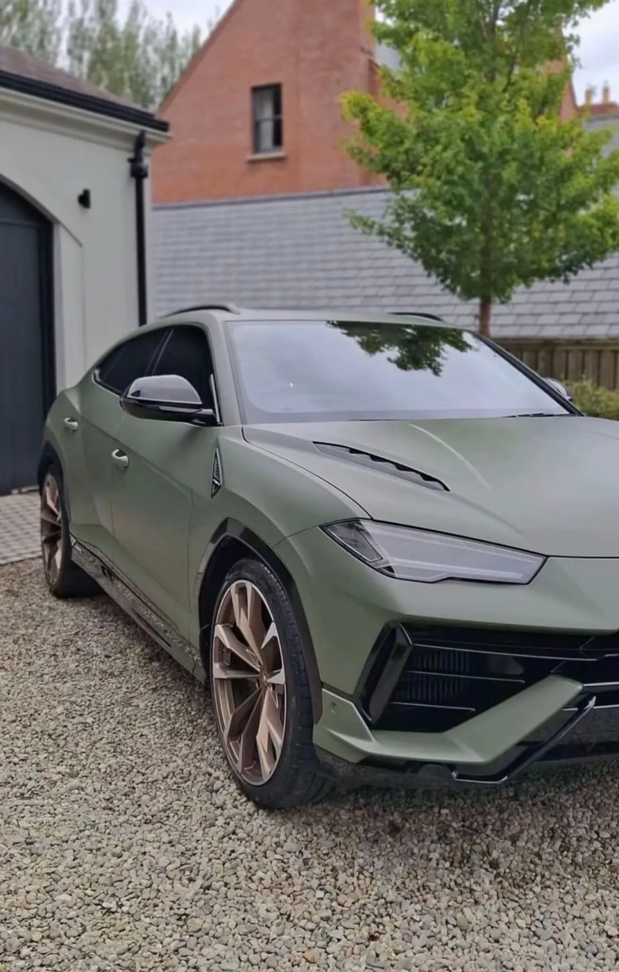 Matte green Lamborghini Urus after detailing